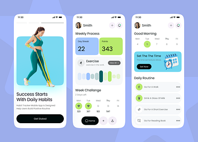 Habit Tracker Mobile App best ui habit habit app habit taker app ios management mobile app mobile app design mobile ui modern ui progress routine task ui ux ui ux design