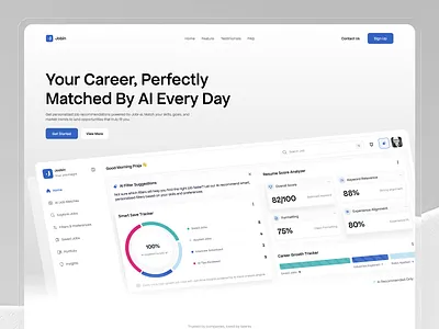 Joobin - Website Landing Page Design ai bento bento design component design components dashboard design job seeker landing page landing page design light mode ui ui design uiux uiux design ux ux design web web design website website design