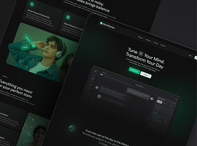 MindWaves – Landing Page for AI Soundscapes Generator ai concept dark landing page ui uiux ux web design webdesign website