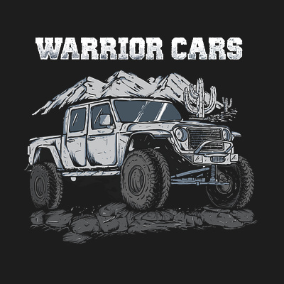 Warrior Cars~Vintage Off-Road Illustration artwork blue cactus graphic design illustration jeep retro vintage