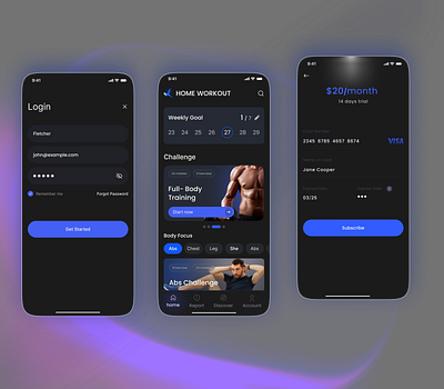 WORKOUT HOME App UI bodyweightworkout dailyworkout exerciseapp exerciseui fitlife fitnessapp fitnessjourney fitnessui healthandfitness healthappdesign healthylifestyle homeworkout uxdesign wellnessapp workoutapp workoutplan