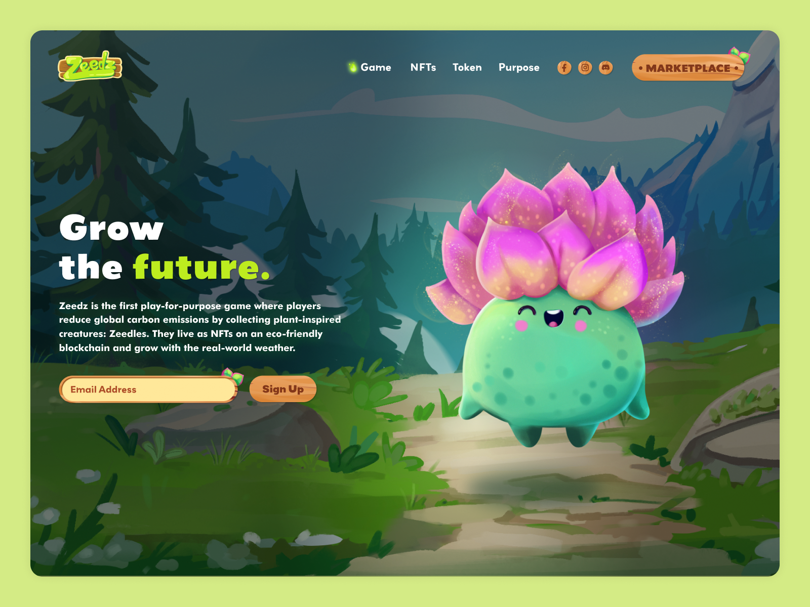 Zeedz NFT Game Landing Page Header🌱 figma gameui gamifieddesign landingpage nftgame uidesign uxdesign webdesign zeedz