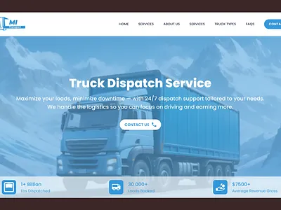 Hero Section of Truck Dispatching Website behance creative layout dispatch service dribble hero section homepage design landing page landing page hero logistics ui logistics website responsive design ui design web design website hero website ui