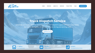 Hero Section of Truck Dispatching Website behance creative layout dispatch service dribble hero section homepage design landing page landing page hero logistics ui logistics website responsive design ui design web design website hero website ui