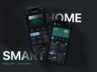 Smart Home Control ui/ux mobile app animation application climate control concept control panel ui dark mode dashboard design design interaction design mobile app ui motion graphics