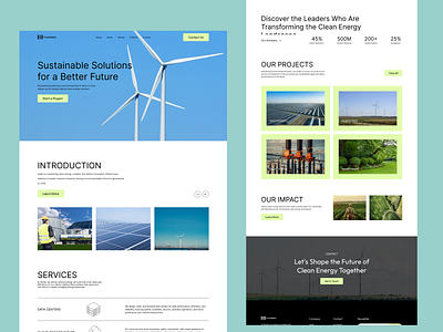 Clean Energy Website Design cleanenergy corporatewebsite designinspiration digitaldesign ecofriendly energysolutions figmadesign greendesign greentechnology interactiondesign minimaldesign modernwebsite renewableenergy sustainability sustainablefuture uiuxdesign userinterface uxuidesign webdesign websiteconcept