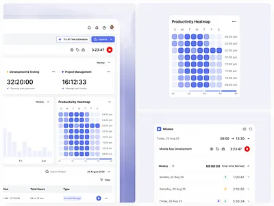 Minates - Dashboard Components bento bento design branding components components design dashboard dashboard design design graphic design time tracker ui ui design uiux uiux design ux ux design web web design website website design