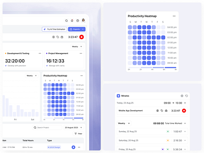 Minates - Dashboard Components bento bento design branding components components design dashboard dashboard design design graphic design time tracker ui ui design uiux uiux design ux ux design web web design website website design