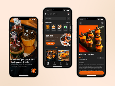 Halloween Dessert App design ecommerce food delivery halloween interface mobile app product catalog product design ui ux