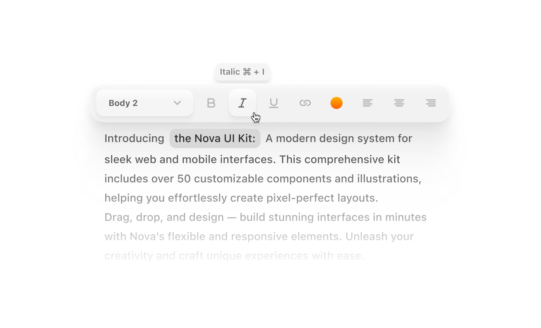 Text Editor Tool bar 3d animation branding graphic design logo motion graphics ui