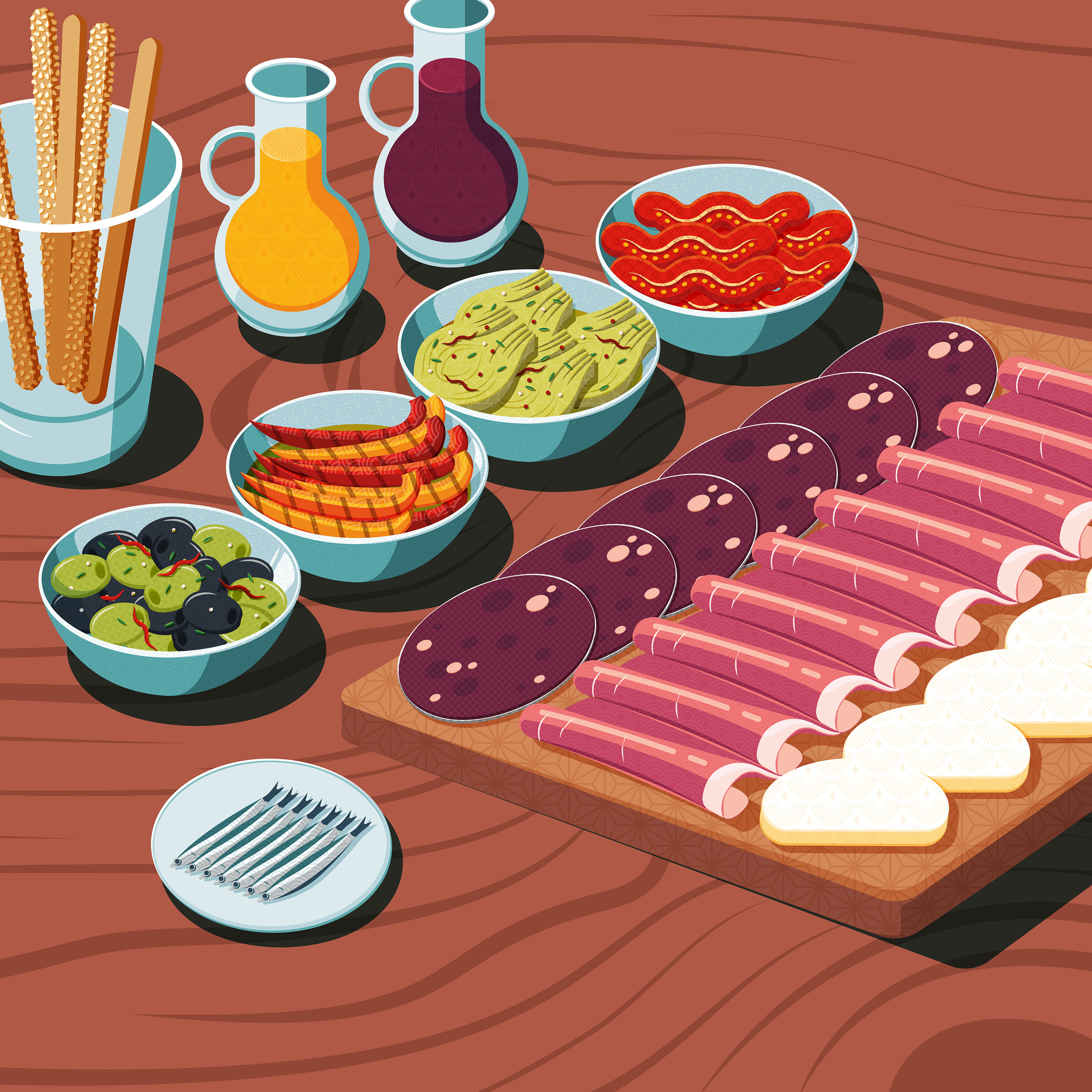 "You Belong with Brie" - Food illustrations adobe illustrator antipasti colour contrast cook cookbook cooking daily art desserts drink flat design food illustration recipes taylor swift vector vector illustration