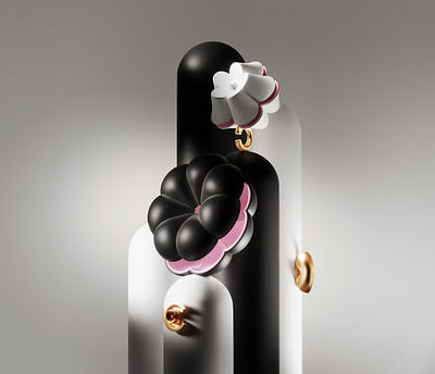 Black Flower 3d black branding design flower gold illustration pink shine sweet