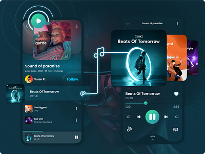 Kwot Music 5 app mobile music player ui ux