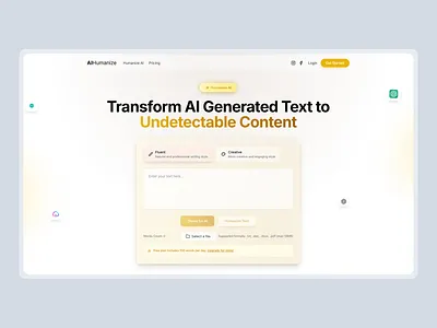 AI Humanize — Make AI Content Sound Truly Human aicontent aihumanize aiwriter aiwriting artificialintelligence branding contentcreation figmadesign machinelearning uidesign uiux