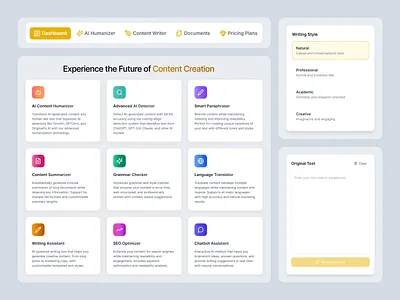 AI Humanize — Make AI Content Sound Truly Human aicontent aihumanize aiwriter aiwriting artificialintelligence branding contentcreation figmadesign machinelearning uidesign uiux