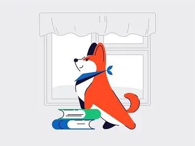 Corgi that loves to read illustration animal books cartoon character corgi dog happy illustration mascot pet proud puppy smart vector window