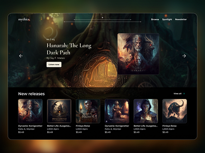 Fantasy Audiobook Publisher Website design desktop ui ux visual design web design