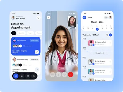 AI-Powered Medical Surgery App ai ai app appointment app booking doctor app health health tech healthcare hospital lab medical assistance mobile app radiology schedule surgeries surgery app telemedicine ui video call app video consultation