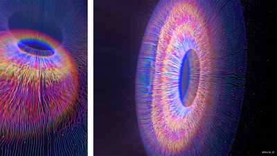 The cosmic eye is looking for... 3d 3dart animation cornea cosmic design eye houdini looking particle pupil simulation space universe wave