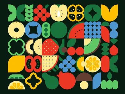 Geometric Fruits 2d flat design fruits geometry illustration illustrator pattern
