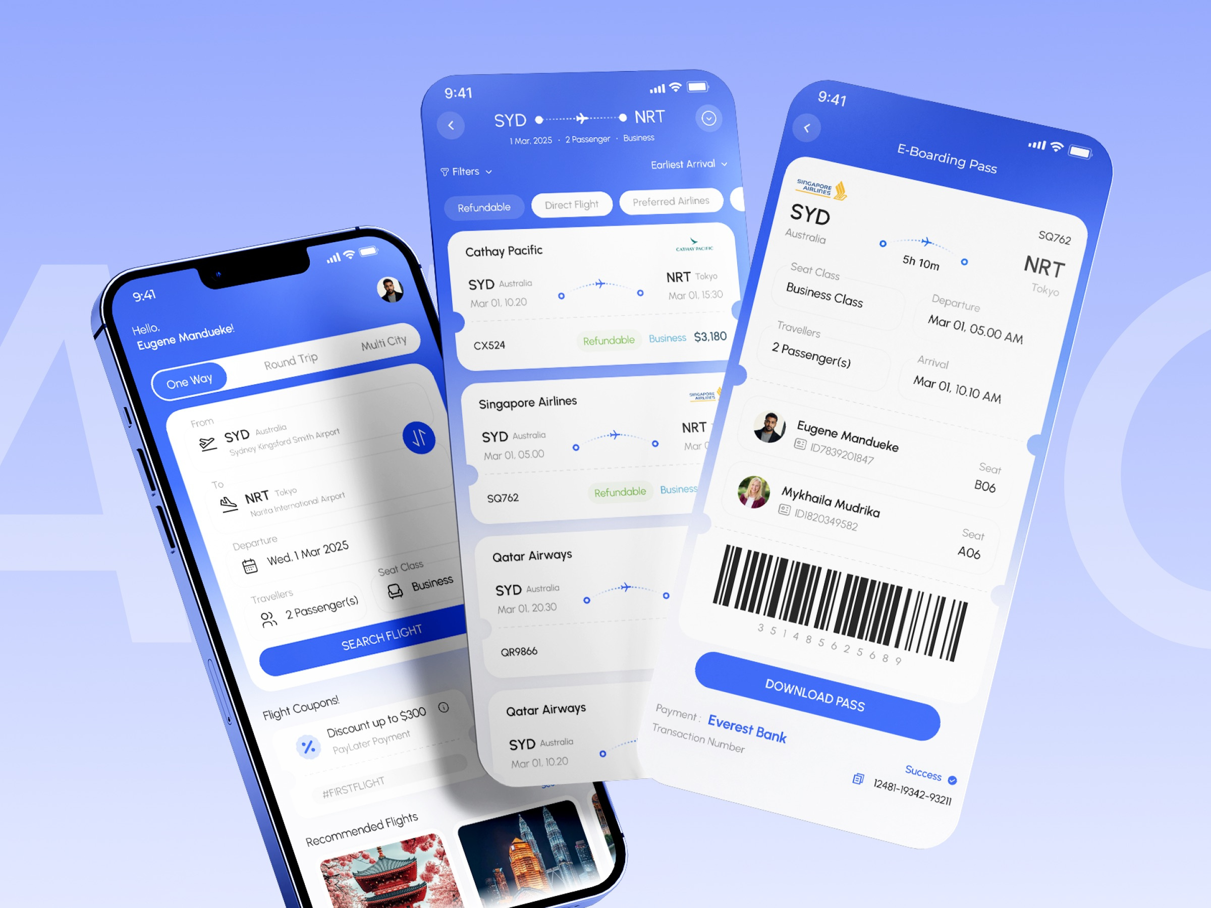 Example of Airvo - Travel and Flight Booking Mobile App Modern UI Design