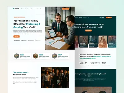 Fortiora - Wealth Agency Landing Page about us above the fold agency clean design desktop framer hero homepage luxury minimal neat professional rich template ui ux wealth website