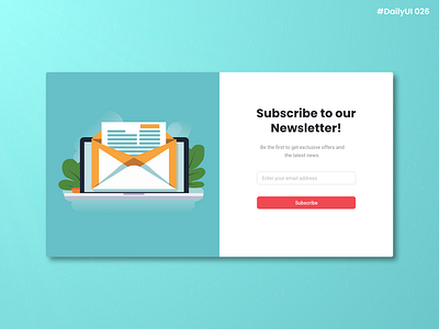 Daily UI #026 - Subscribe branding communication daily daily 100 challenge daily ui daily ui 026 dailyui design email graphic design illustration laptop letter mail new newsletter subscribe ui update ux