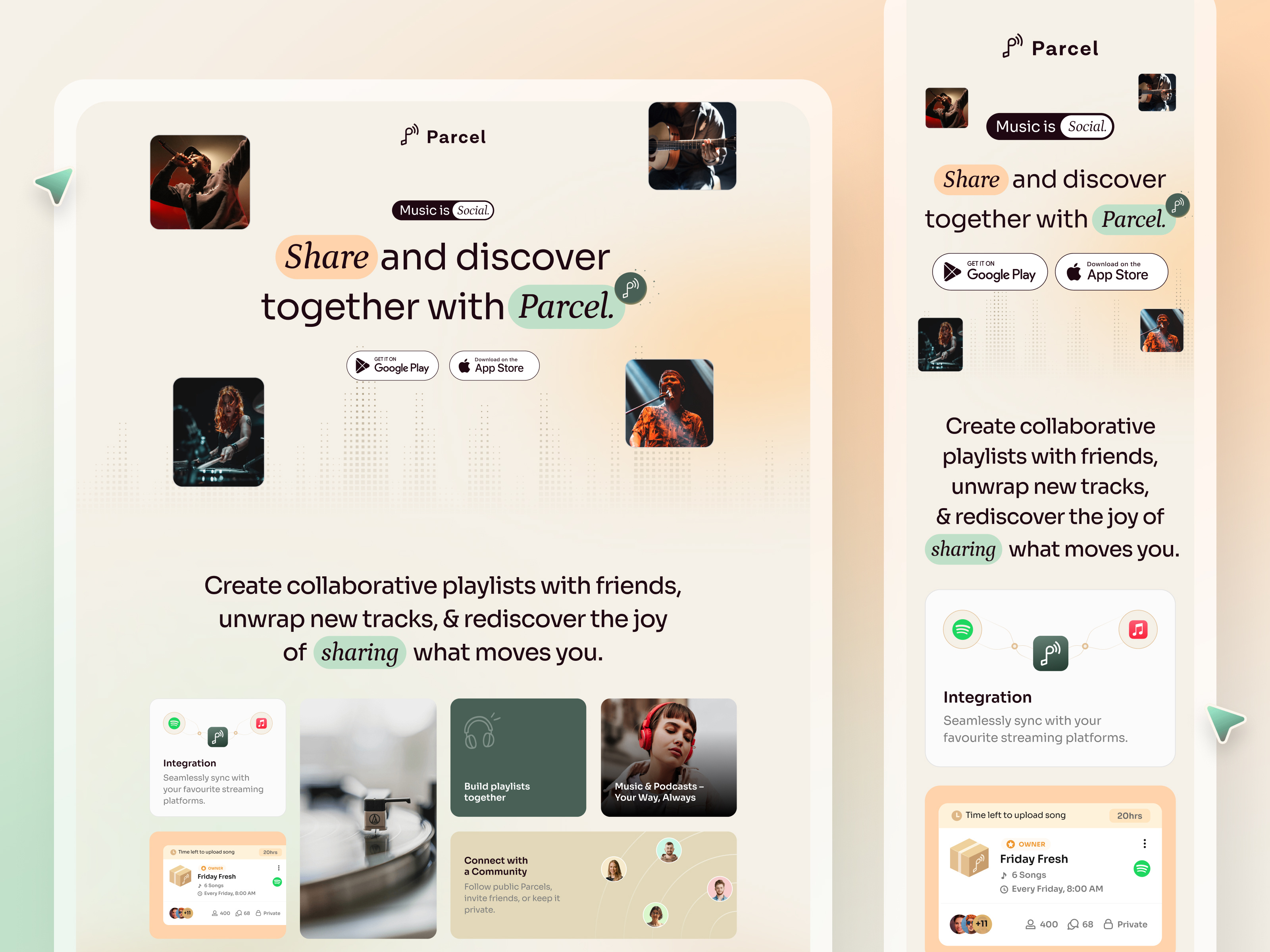 Example of Website Design for music sharing app