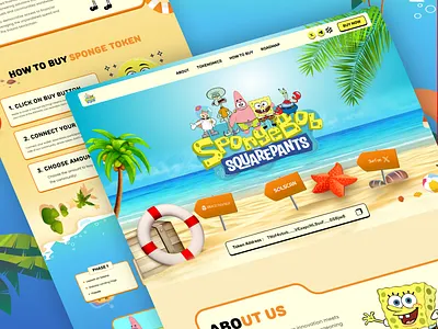 SpongeBob Token, Landing Page Design cryptodesign cryptolandingpage landing page landingpage memecoin pepe spongebobtoken uidesign