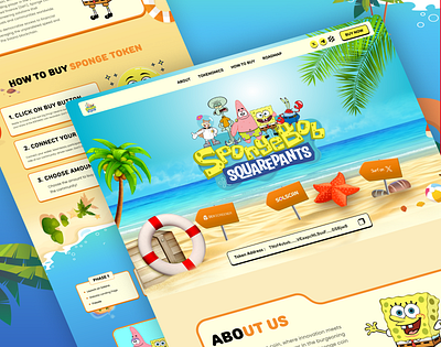 SpongeBob Token, Landing Page Design cryptodesign cryptolandingpage landing page landingpage memecoin pepe spongebobtoken uidesign