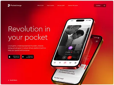 Pocketchange Marketing Website 3d animationk appstore brand branding change coin hover identity logo minimal mockup webgl website