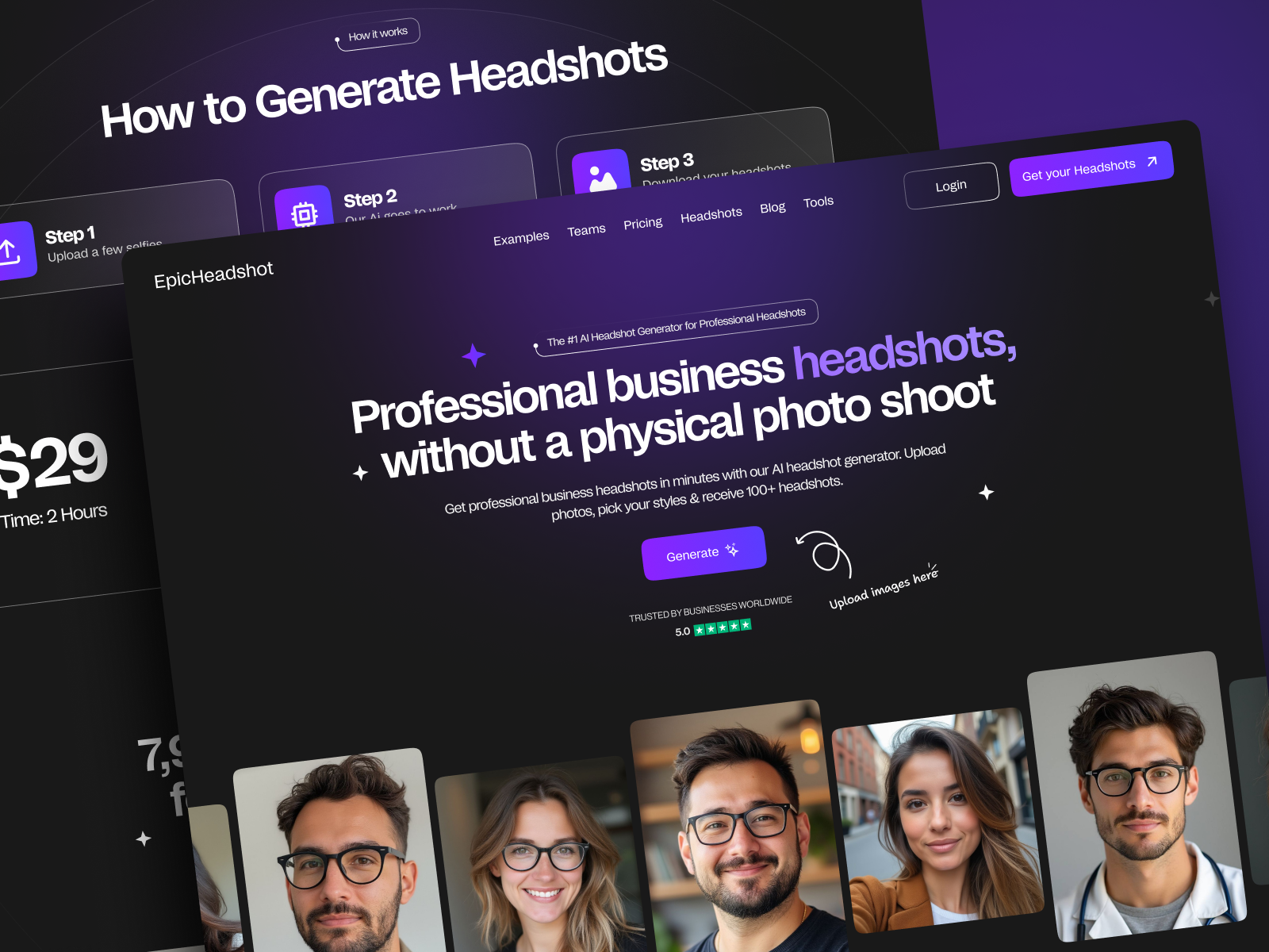Ai Headshot Generator ai ai art ai image generator design graphic design hero section landing page ui ux website
