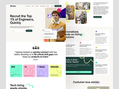 Recruitment, HR Platform UI/UX Design hiring hiring website landing page recruit recruit website redesign saas saas website toptal upwork web web design website website redesign