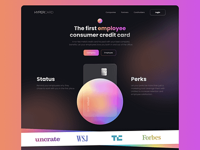 Hypercard Website branding card clean credit design fintech landing mobile modern payments tech ui ux web website