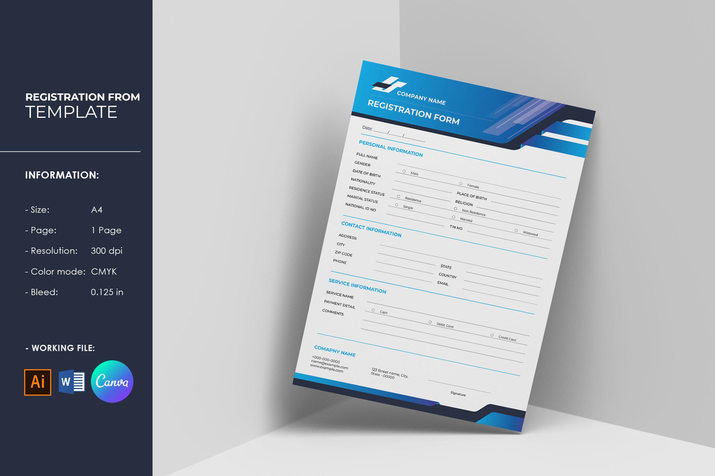 Registration Form Template buisness form canva clean design form mockup illustration minimal multipurpose photoshop template registration form signup form