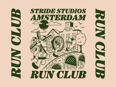AMSTERDAM Run! amsterdam cartoon cartoon character character illustration retro run run club running vintage