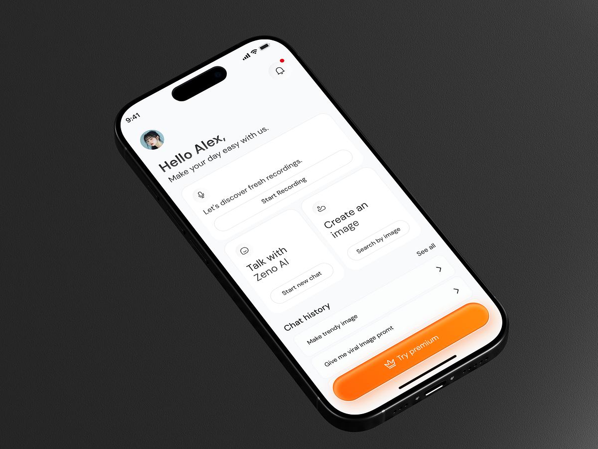 Zeno AI – AI Chatbot App Design Image 2