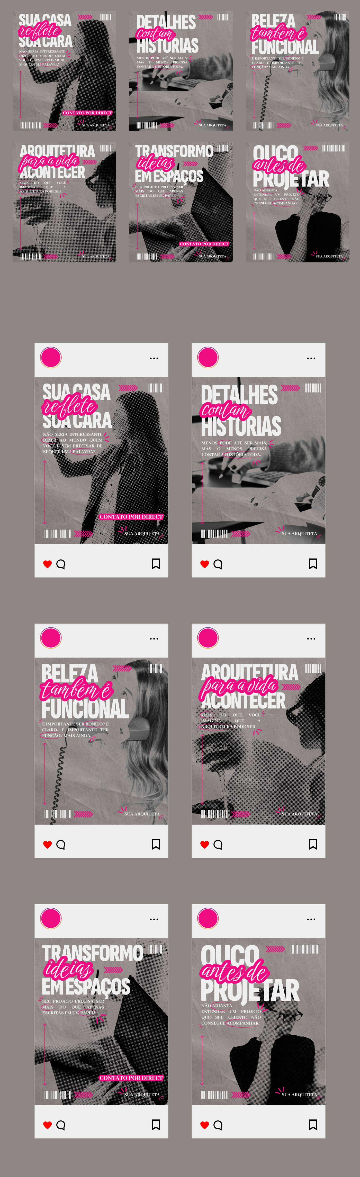 Estudo Conceitual - Pacote de Posts para Rede Social Maximalista architecture brand identity custom graphics graphic design social media social media design social media graphics social media package