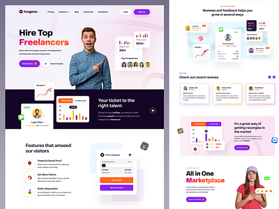 Yungstar - Hiring Platform Website Design employment freelancer freelancer hiring freelancing hh high end website hiring hiring platform influencer hiring job portal job posting job seeker landing page landingpage portfolio talent hiring web design webdesign website design website designer