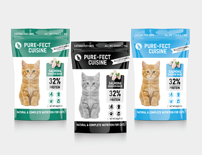 Cat Food Chicken Pouch Label Design cat food design kawsarahmed