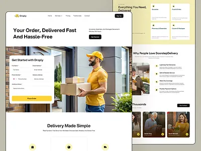 Doorstep Delivery Landing Page clean ui courier delivery landing page home delivery landing page landing page design modern design parcel delivery shipping service ui uiux ux web design web ui website website design