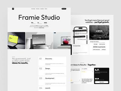 Framie Agency V.01 case studies development mobilestudio uxui design webagency webdesign webstudio