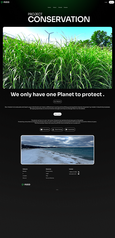 Project Conservation Landing Page branding figma graphic design logo ui