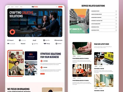Mistudio - Agency landing page about agency black and white branding studio company website design portfolio digital product features landing page landing page design mockup profile stats studio studio website top agency ui ux website white