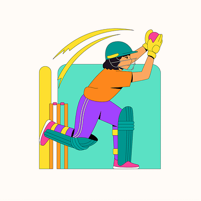 Dynamic Cricket Player animation branding design graphic design illustration logo motion graphics typography ui vector
