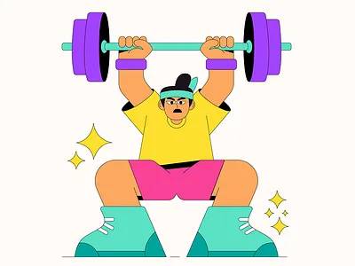 Barbell Athletes Illustration 3d animation branding design graphic design illustration logo motion graphics typography ui vector