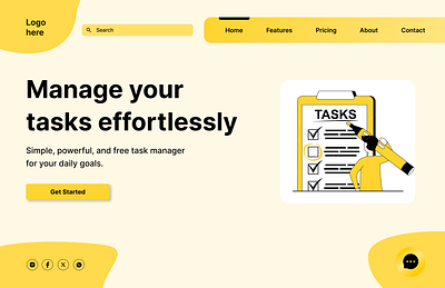 Daily UI Challenge #003 – Task Management Landing Page appdesign appui cleandesign dailyui design figmadesign landing page minimalui ui uidesign