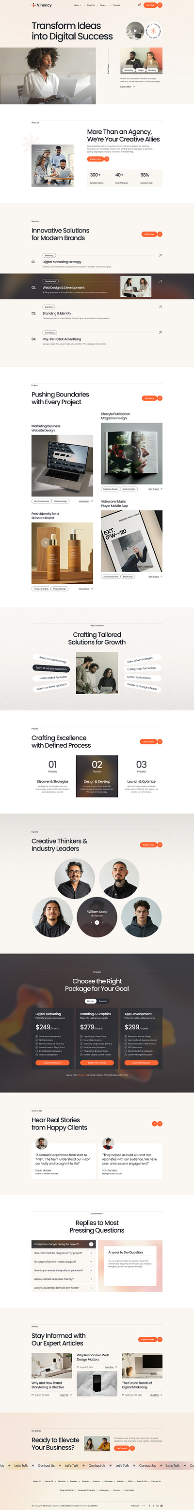 Ninency - Digital Agency Webflow Template design figma figmadesign landing page madeinwebflow nocode ui webflow