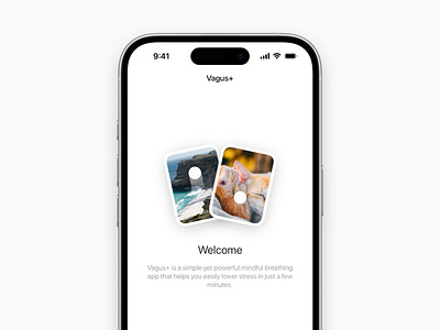 Animated Welcome Screen animated animation app application clean design header images intro ios iphone mindfulness screen shadows simple stacks title ui welcome