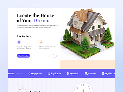 Real Estate Website Landing Page, Modern Property Platform UI. app design clean website design rakib hassan rakib ui ui design website design